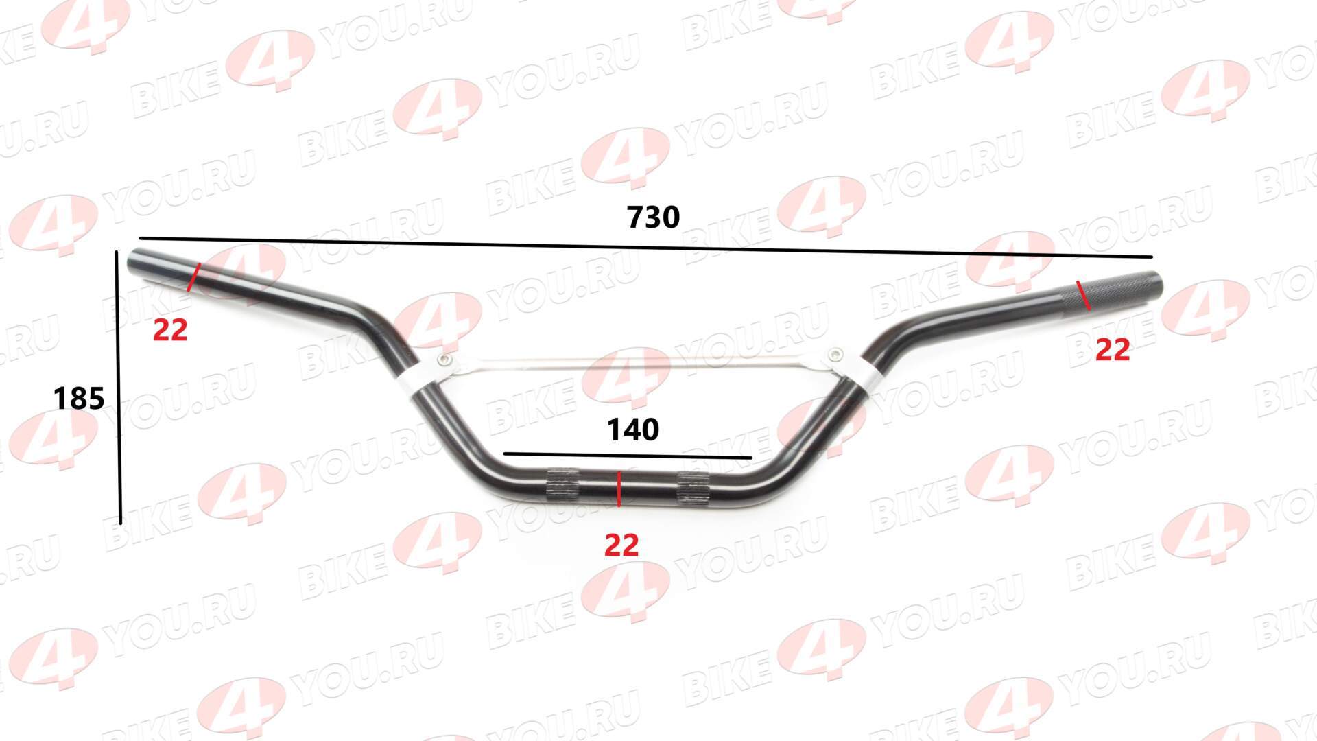 Руль 22мм №3 с перекладиной черный