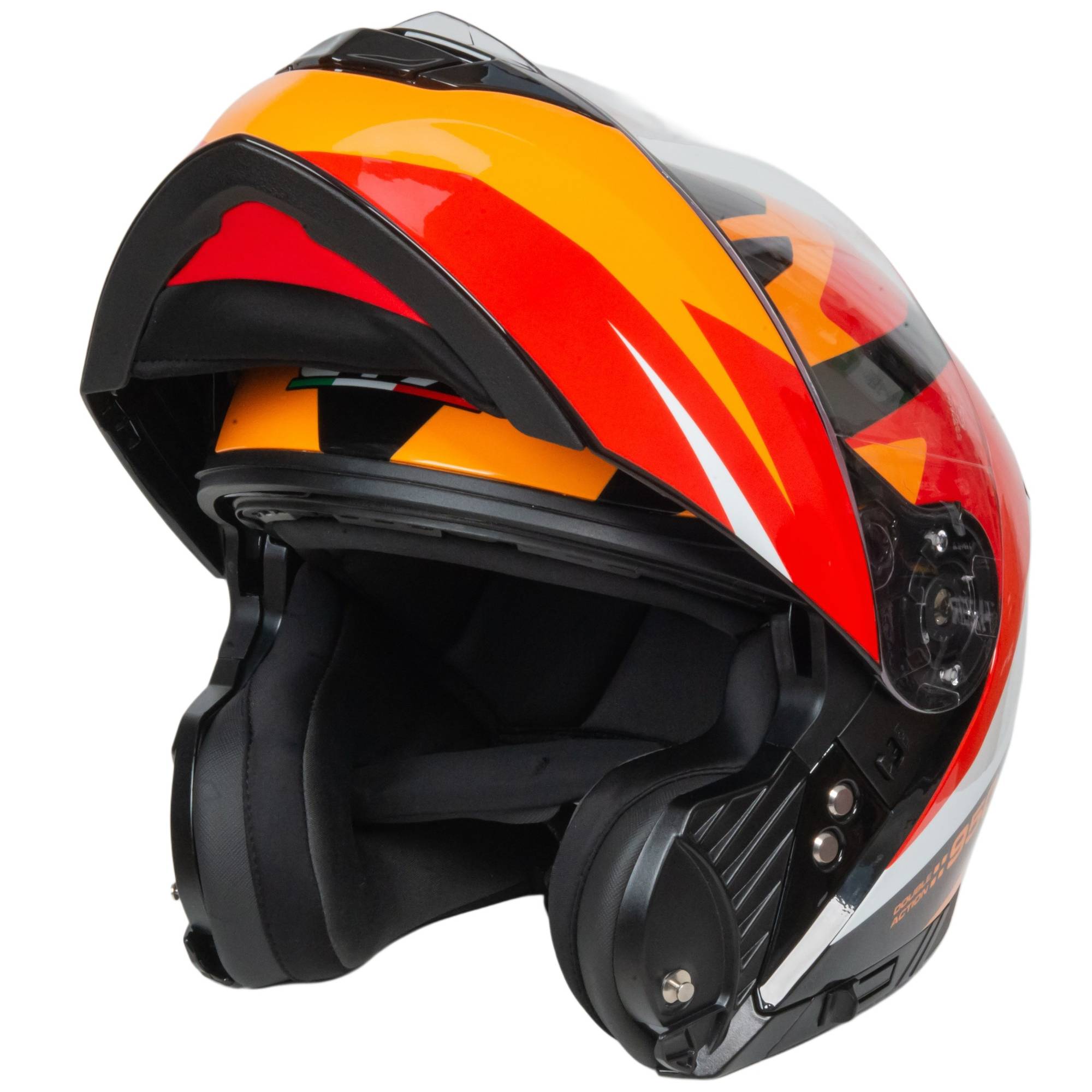 Шлем мото модуляр GTX 550 №2 (L) BLACK/WHITE ORANGE RED (2 визора)